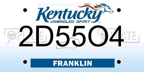 2D55O4 Kentucky License Plate