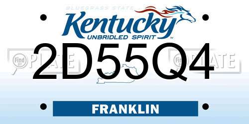 2D55Q4 Kentucky License Plate