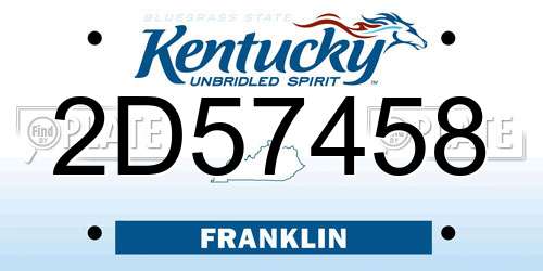 2D57458 Kentucky License Plate