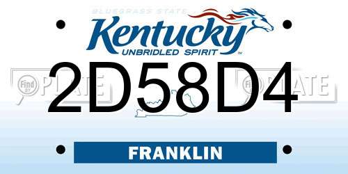 2D58D4 Kentucky License Plate