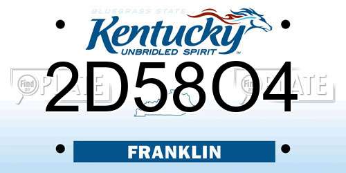2D58O4 Kentucky License Plate