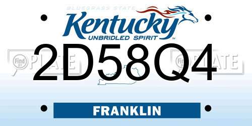 2D58Q4 Kentucky License Plate