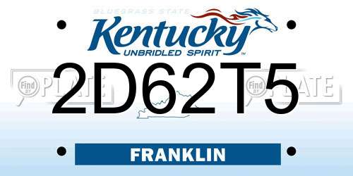 2D62T5 Kentucky License Plate