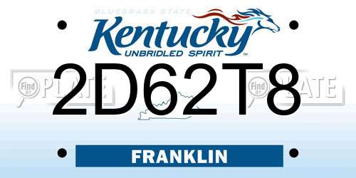 2D62T8 Kentucky License Plate