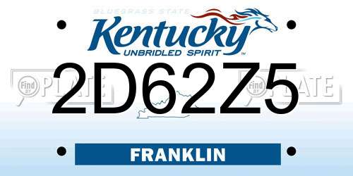 2D62Z5 Kentucky License Plate