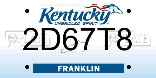 2D67T8 Kentucky License Plate