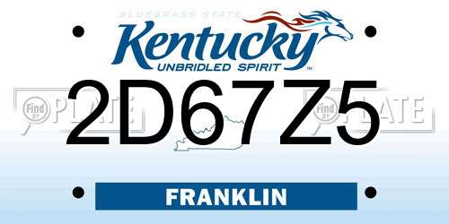 2D67Z5 Kentucky License Plate
