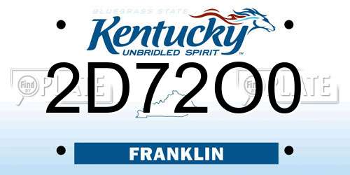 2D72O0 Kentucky License Plate