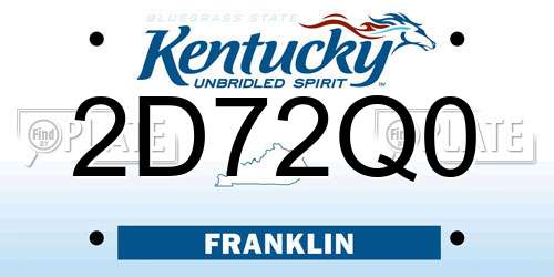 2D72Q0 Kentucky License Plate