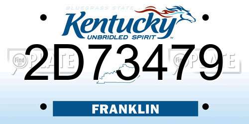 2D73479 Kentucky License Plate