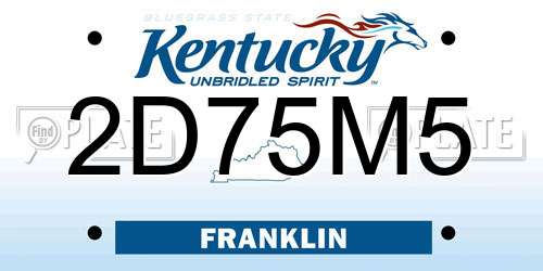2D75M5 Kentucky License Plate