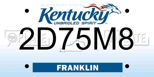 2D75M8 Kentucky License Plate