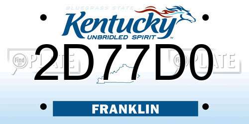2D77D0 Kentucky License Plate