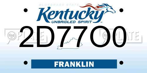 2D77O0 Kentucky License Plate