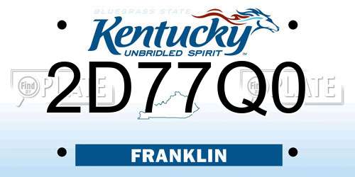 2D77Q0 Kentucky License Plate