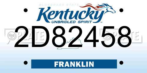 2D82458 Kentucky License Plate