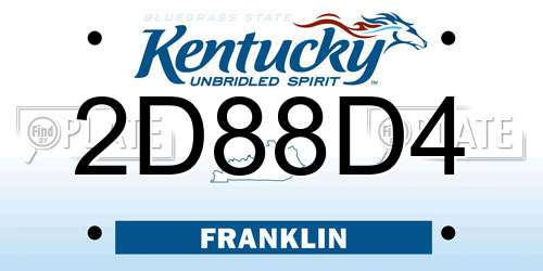 2D88D4 Kentucky License Plate