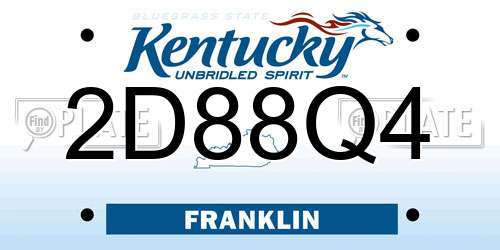 2D88Q4 Kentucky License Plate
