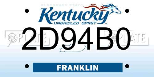 2D94B0 Kentucky License Plate