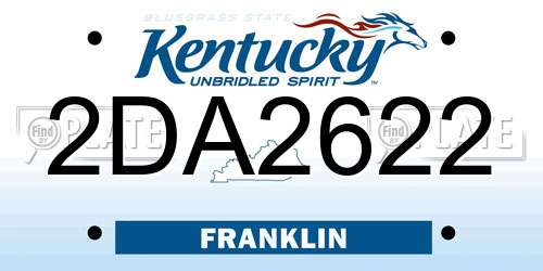 2DA2622 Kentucky License Plate