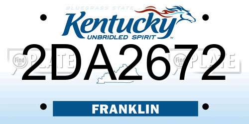 2DA2672 Kentucky License Plate