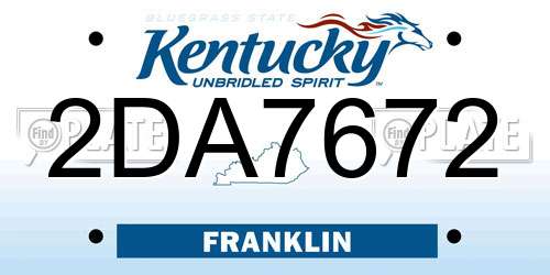2DA7672 Kentucky License Plate