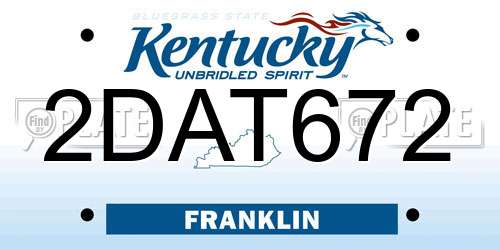 2DAT672 Kentucky License Plate