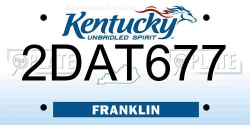 2DAT677 Kentucky License Plate