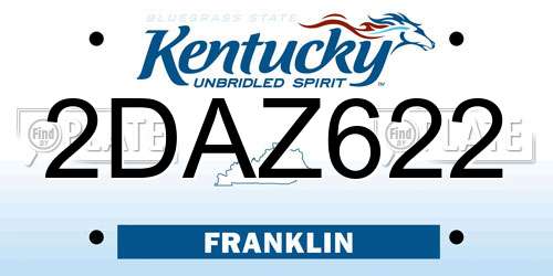 2DAZ622 Kentucky License Plate