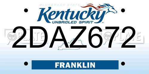 2DAZ672 Kentucky License Plate