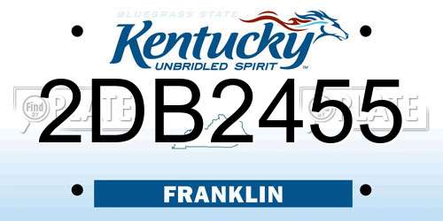 2DB2455 Kentucky License Plate