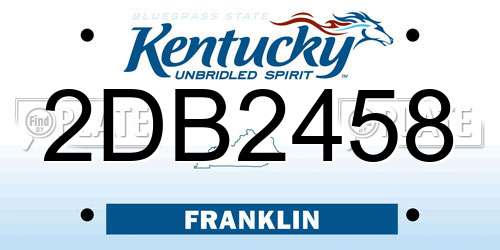 2DB2458 Kentucky License Plate