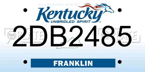 2DB2485 Kentucky License Plate