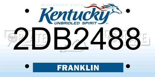 2DB2488 Kentucky License Plate