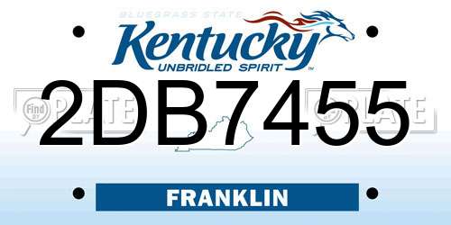 2DB7455 Kentucky License Plate