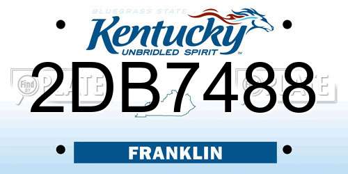 2DB7488 Kentucky License Plate