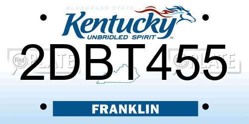 2DBT455 Kentucky License Plate
