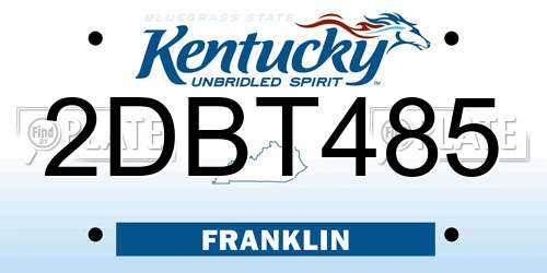 2DBT485 Kentucky License Plate