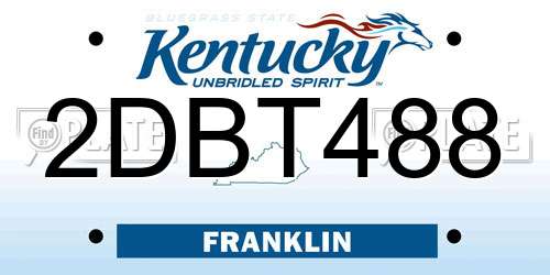 2DBT488 Kentucky License Plate