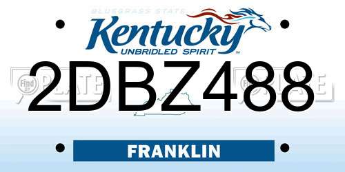 2DBZ488 Kentucky License Plate