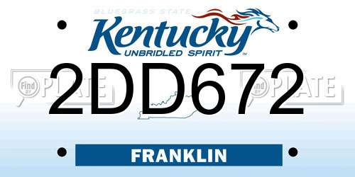 2DD672 Kentucky License Plate