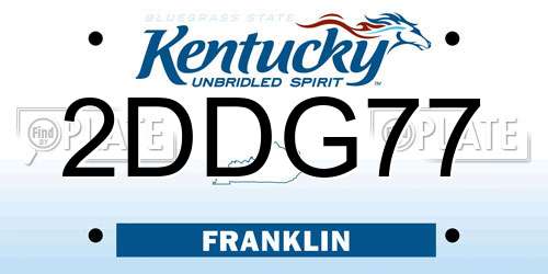 2DDG77 Kentucky License Plate