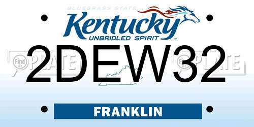 2DEW32 Kentucky License Plate