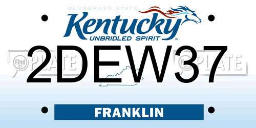 2DEW37 Kentucky License Plate