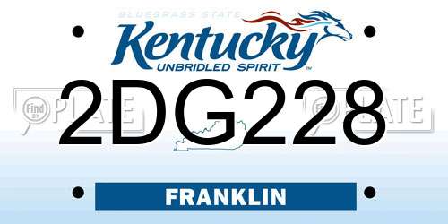2DG228 Kentucky License Plate