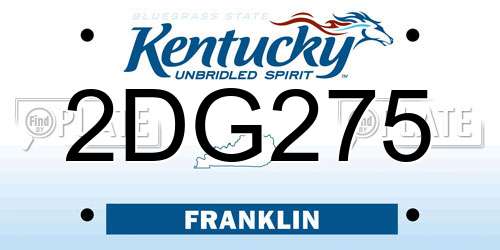 2DG275 Kentucky License Plate