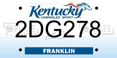 2DG278 Kentucky License Plate