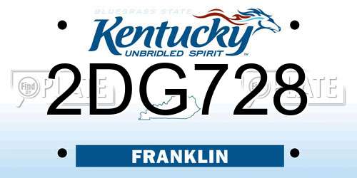 2DG728 Kentucky License Plate