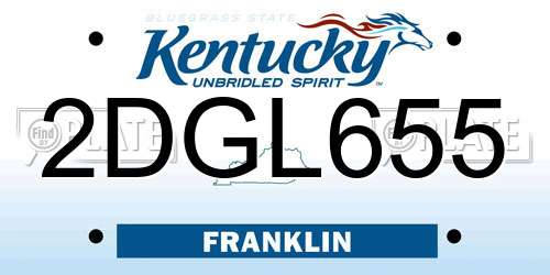 2DGL655 Kentucky License Plate