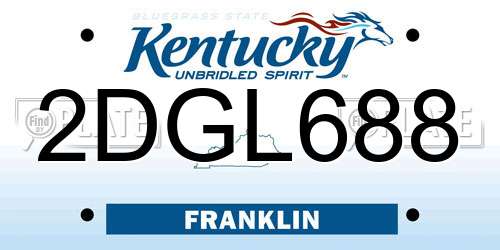 2DGL688 Kentucky License Plate